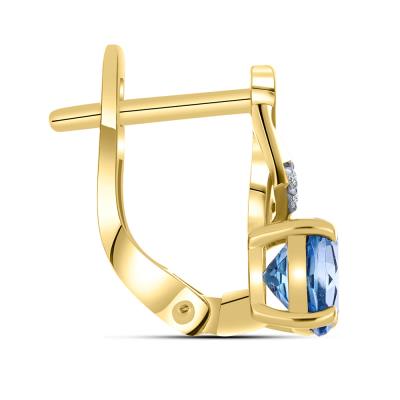 BUY 14K GOLD WITH NATURAL SWISS BLUE TOPAZ GEMSTONE EARRING